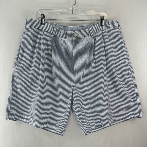 Brooks Brothers Other - Brooks Brothers 346 Chino Shorts Mens W40 Seersucker Pleated Striped White Blue